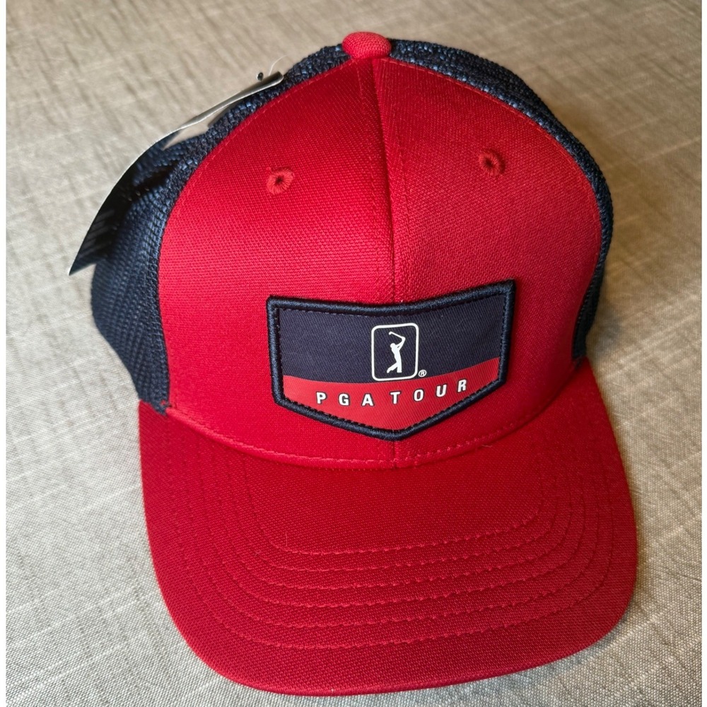 PGA TOUR Pro Series Trucker Hat Red Navy Blue Snapback Golf Cap AVASC002DS‎ NEW